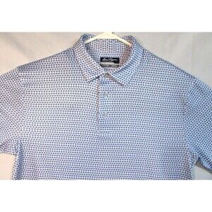Ben Hogan Polo Shirt Mens Small Blue Micro Floral Performance Golf Short Sleeve